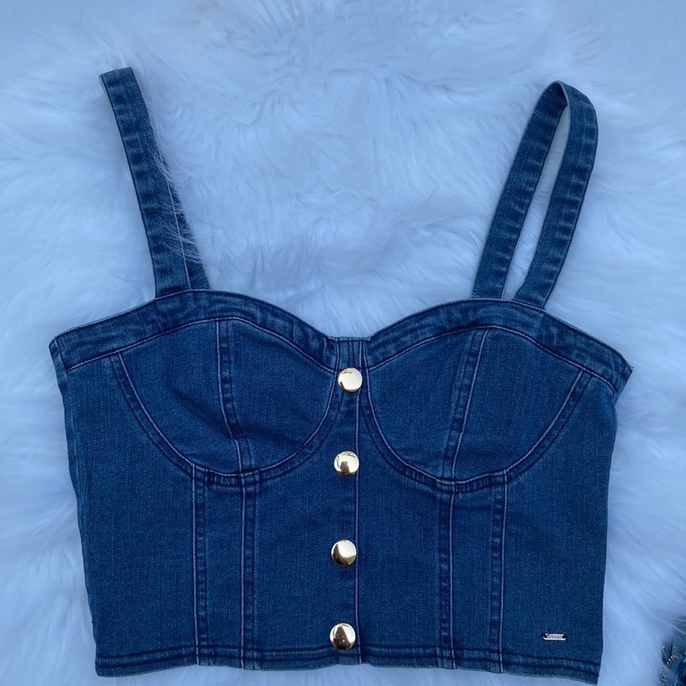 New GUESS Fitz Denim Bustier Top